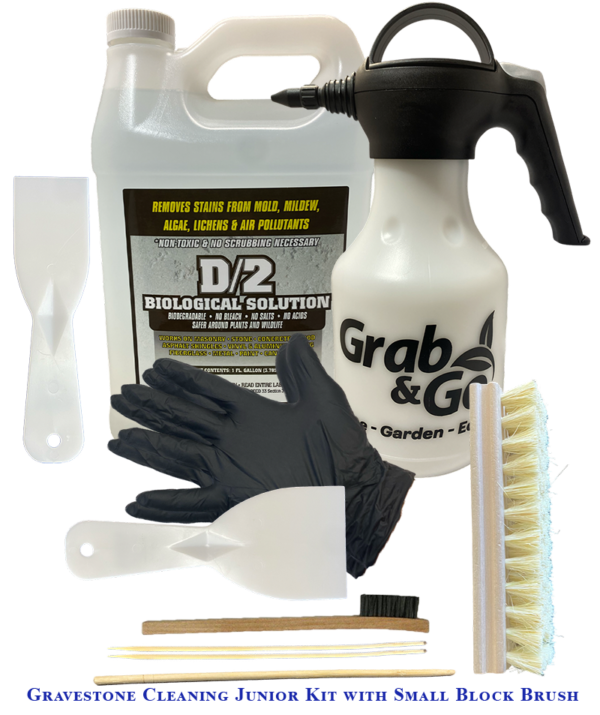 Gravestone Cleaning Kit Junior with Small Block Brush (1 Gallon of D/2 Biological Solution)