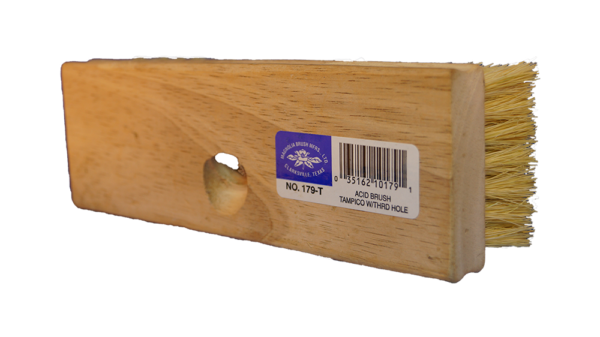 8 1/4" Mason Acid Brush with Threaded Handle Hole - White Tampico #179T - Image 2