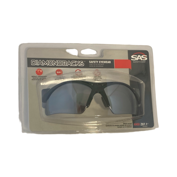 Diamondback Safety Glasses- Black Frames/Black Smoke Mirror
