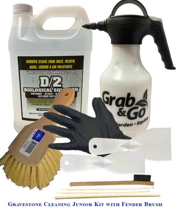 Gravestone Cleaning Kit Junior with Fender Brush (1 Gallon of D/2 Biological Solution)